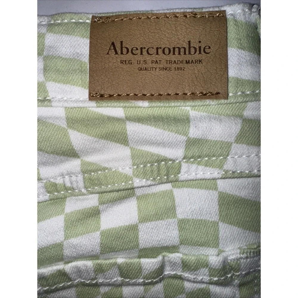 Abercrombie Kids Girls' Mid-Rise Midi Shorts, Green &‎ White Check,  Size 13-14